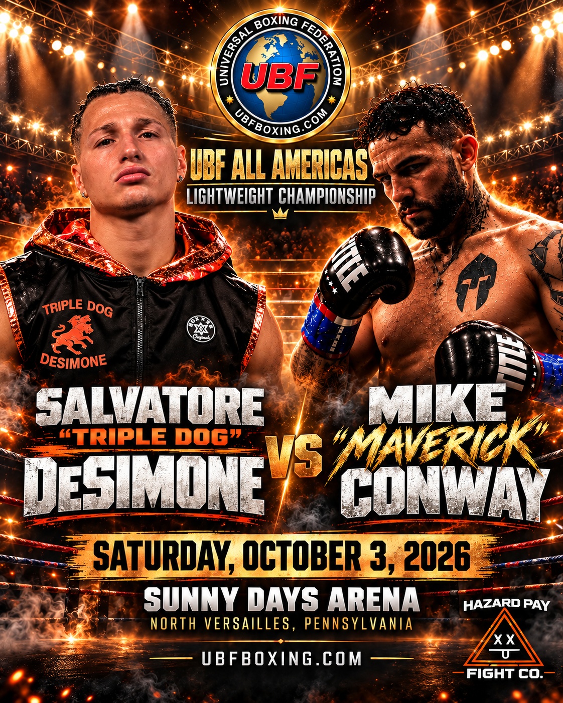 Official fight poster for Salvatore DeSimone versus Mike Conway